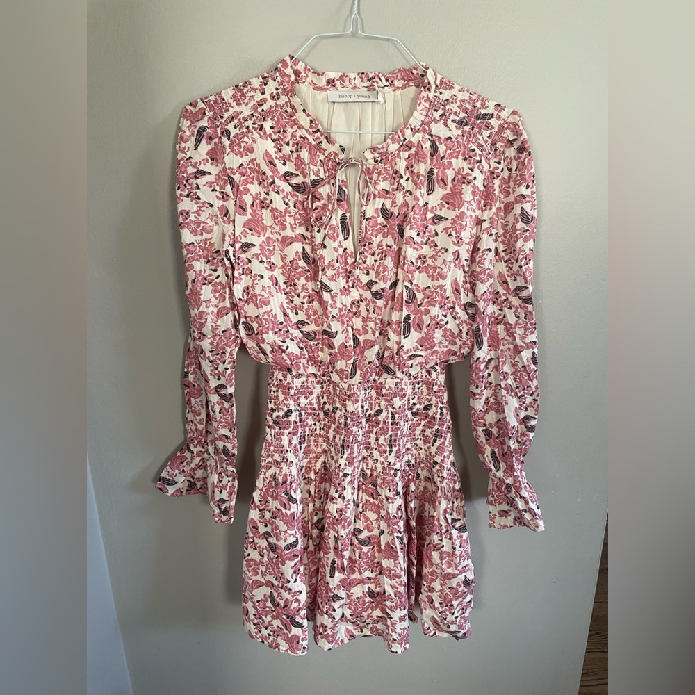 Bishop + Young Marmont Floral Long Sleeve Smocked Waist Dress